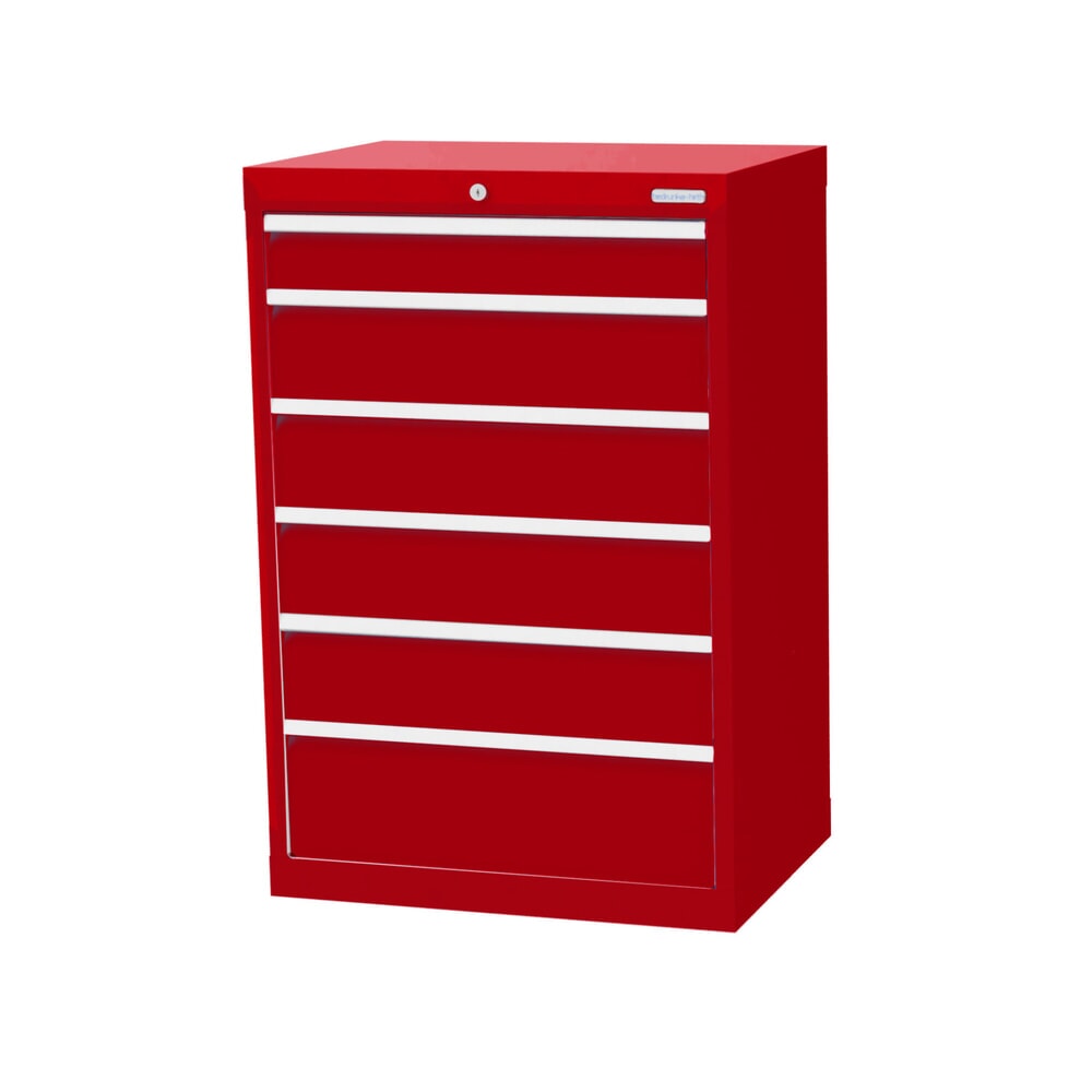 Imagen del producto: Armario con cajones Bedrunka+Hirth Profi, cajones 1x100 + 4x150 + 1x200 mm, H x A x F 1.019 x 680 x 500 mm, rojo rubí, rojo rubí