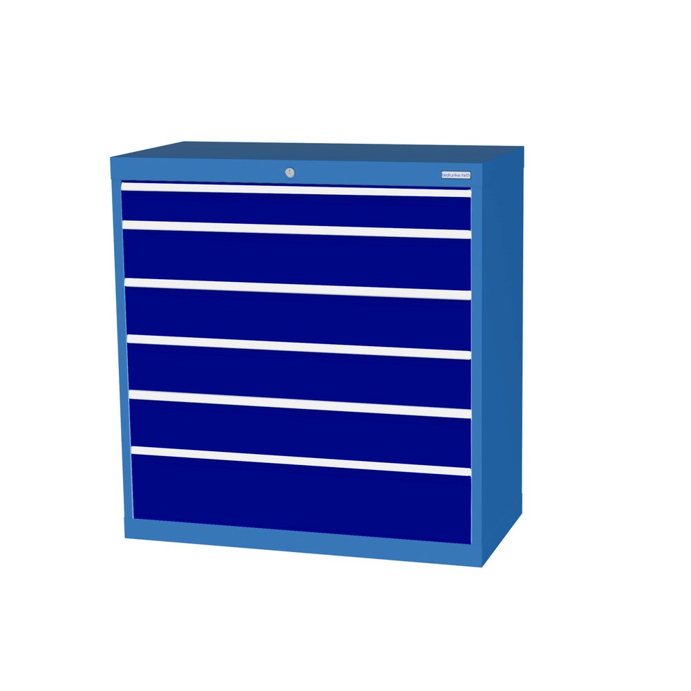 Imagen del producto: Armario con cajones Bedrunka+Hirth Profi, cajones 1x100 + 4x150 + 1x200 mm, H x A x F 1.019 x 980 x 500 mm, azul luminoso, azul genciana