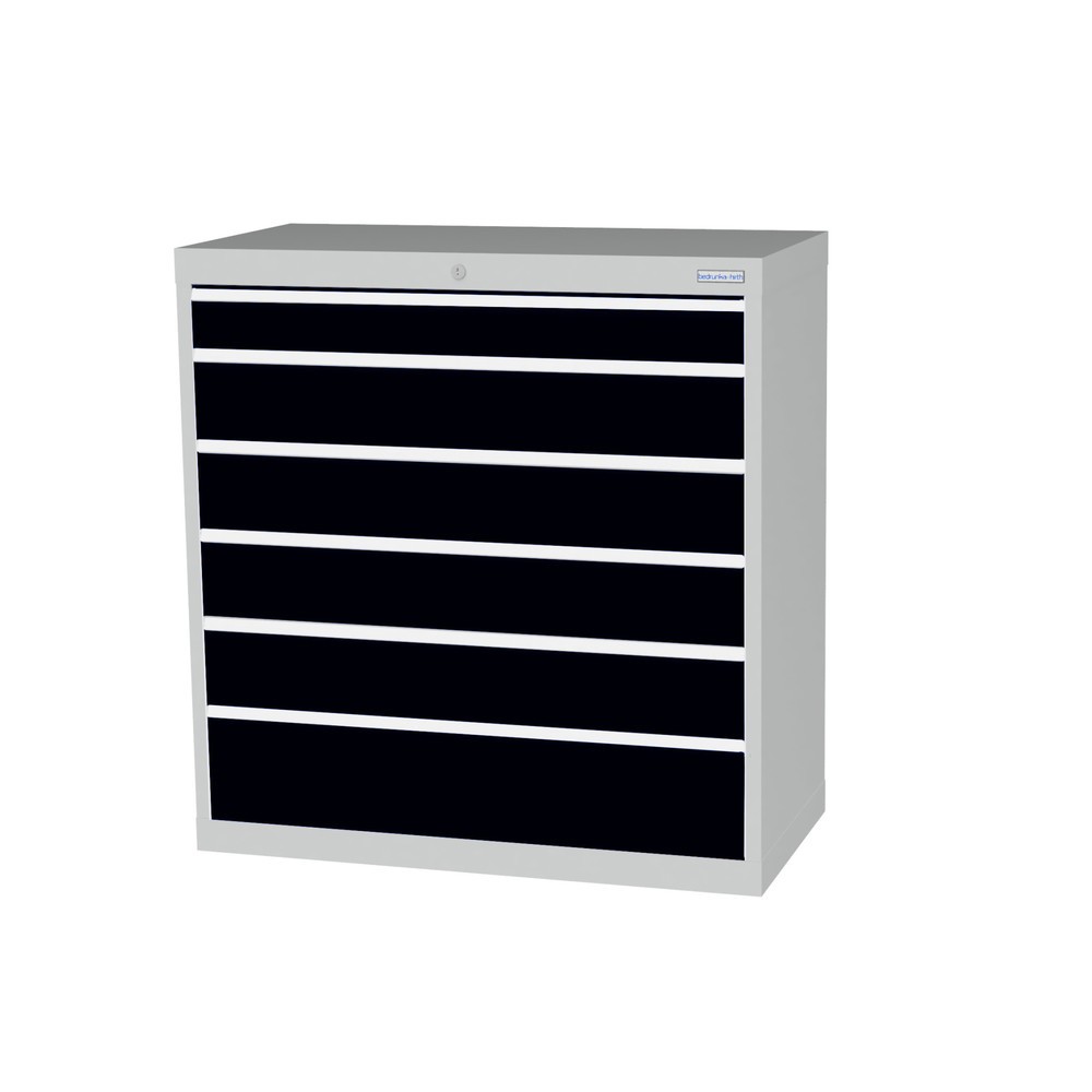 Imagen del producto: Armario con cajones Bedrunka+Hirth Profi, cajones 1x100 + 4x150 + 1x200 mm, H x A x F 1.019 x 980 x 500 mm, gris luminoso, gris antracita
