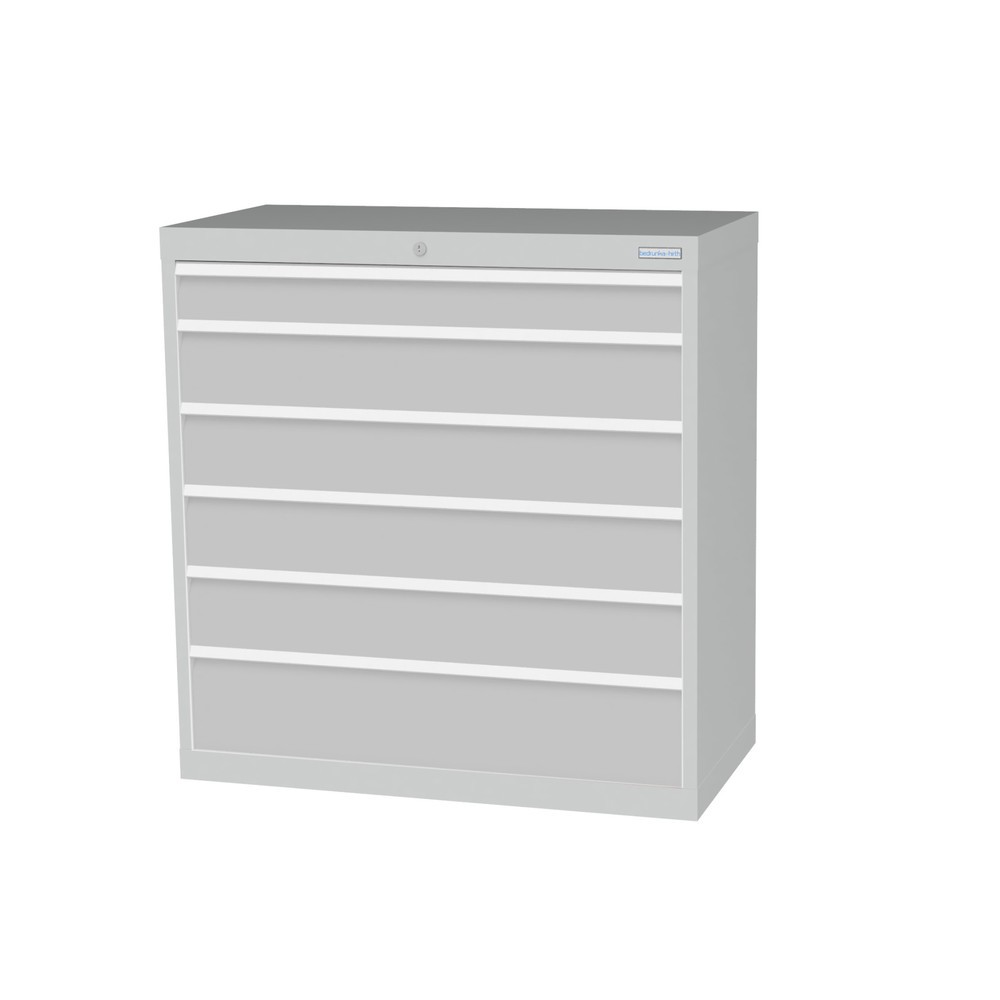 Imagen del producto: Armario con cajones Bedrunka+Hirth Profi, cajones 1x100 + 4x150 + 1x200 mm, H x A x F 1.019 x 980 x 500 mm, gris luminoso, gris luminoso