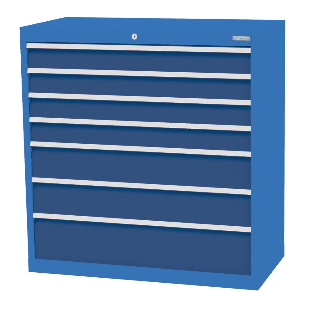 Imagen del producto: Armario con cajones Bedrunka+Hirth Profi, cajones 4x100 + 2x150 + 1x200 mm, H x A x F 1.019 x 980 x 500 mm, azul luminoso, azul genciana