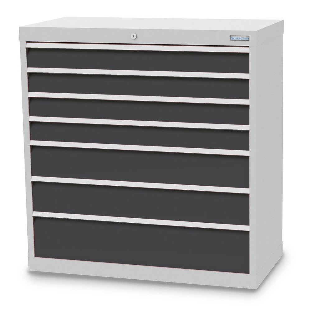 Imagen del producto: Armario con cajones Bedrunka+Hirth Profi, cajones 4x100 + 2x150 + 1x200 mm, H x A x F 1.019 x 980 x 500 mm, gris luminoso, gris antracita