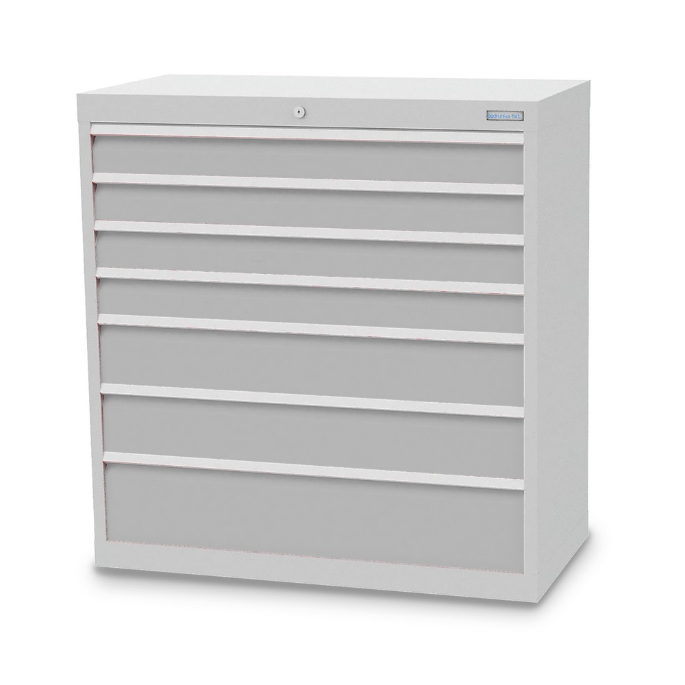 Imagen del producto: Armario con cajones Bedrunka+Hirth Profi, cajones 4x100 + 2x150 + 1x200 mm, H x A x F 1.019 x 980 x 500 mm, gris luminoso, gris luminoso