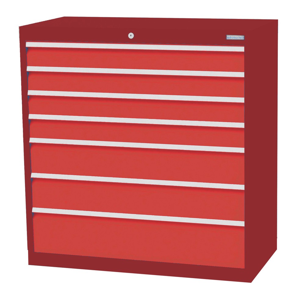 Imagen del producto: Armario con cajones Bedrunka+Hirth Profi, cajones 4x100 + 2x150 + 1x200 mm, H x A x F 1.019 x 980 x 500 mm, rojo rubí, rojo tráfico