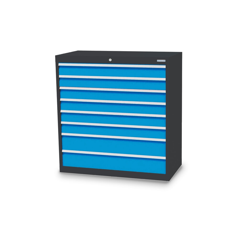 Imagen del producto: Armario con cajones Bedrunka+Hirth Profi, cajones 6x100+ 2x150 mm, H x A x F 1.019 x 980 x 500 mm, gris antracita, azul luminoso
