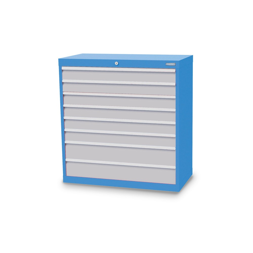 Imagen del producto: Armario con cajones Bedrunka+Hirth Profi, cajones 6x100+ 2x150 mm, H x A x F 1.019 x 980 x 500 mm, azul luminoso, gris luminoso