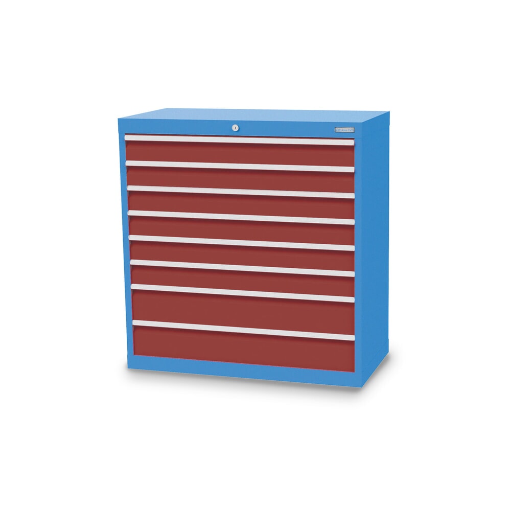 Imagen del producto: Armario con cajones Bedrunka+Hirth Profi, cajones 6x100+ 2x150 mm, H x A x F 1.019 x 980 x 500 mm, azul luminoso, rojo rubí