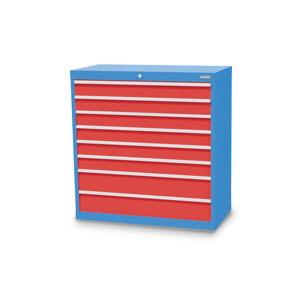 Imagen del producto: Armario con cajones Bedrunka+Hirth Profi, cajones 6x100+ 2x150 mm, H x A x F 1.019 x 980 x 500 mm, azul luminoso, rojo tráfico