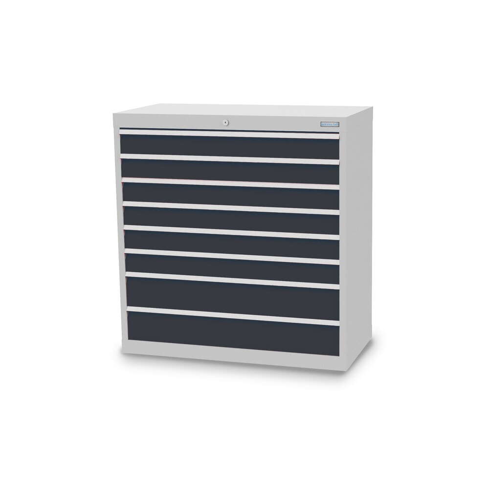 Imagen del producto: Armario con cajones Bedrunka+Hirth Profi, cajones 6x100+ 2x150 mm, H x A x F 1.019 x 980 x 500 mm, gris luminoso, gris antracita