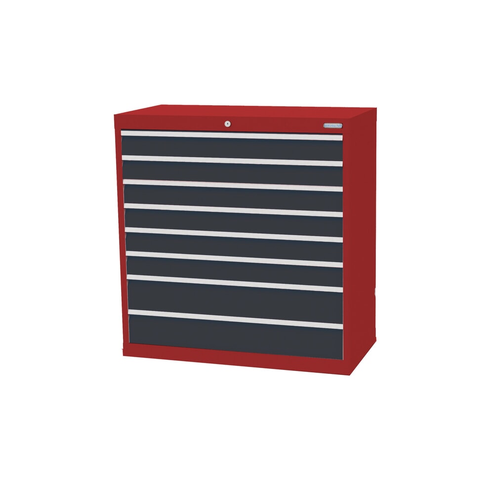 Imagen del producto: Armario con cajones Bedrunka+Hirth Profi, cajones 6x100+ 2x150 mm, H x A x F 1.019 x 980 x 500 mm, rojo rubí, gris antracita