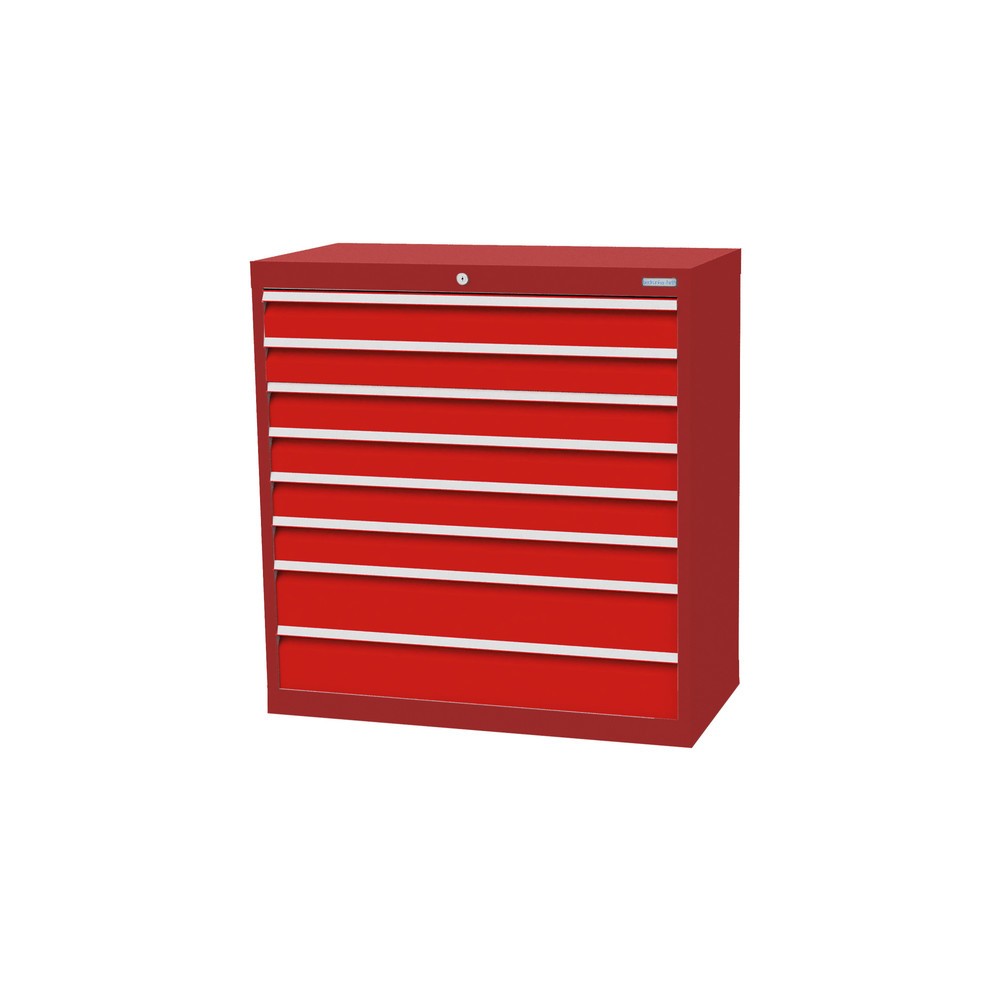 Imagen del producto: Armario con cajones Bedrunka+Hirth Profi, cajones 6x100+ 2x150 mm, H x A x F 1.019 x 980 x 500 mm, rojo rubí, rojo tráfico