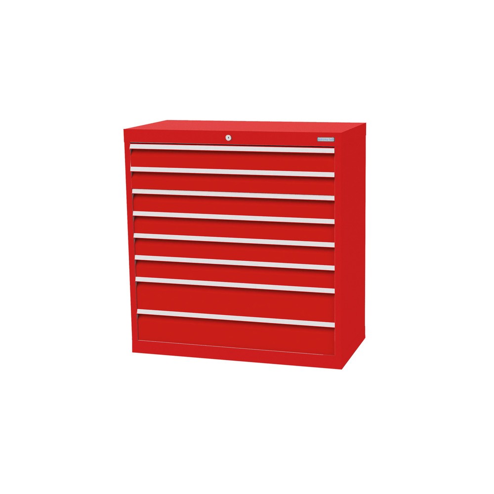 Imagen del producto: Armario con cajones Bedrunka+Hirth Profi, cajones 6x100+ 2x150 mm, H x A x F 1.019 x 980 x 500 mm, rojo tráfico, rojo tráfico