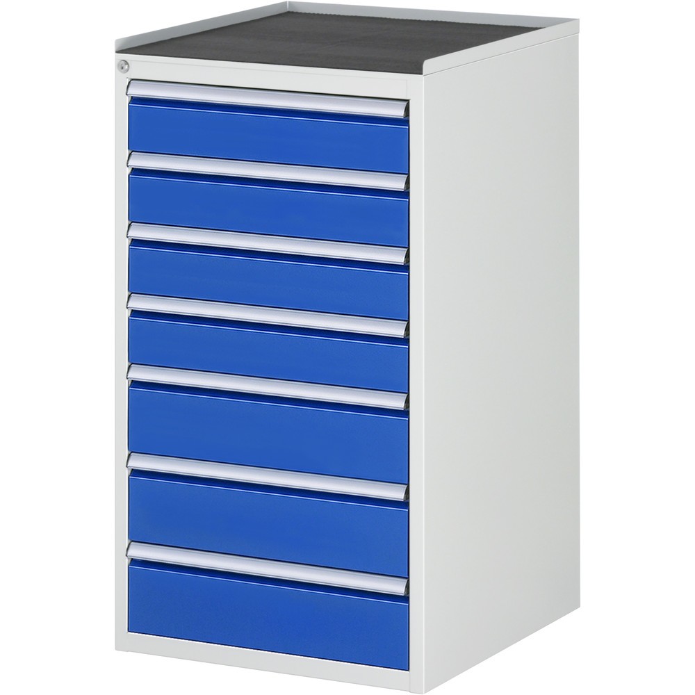 Imagen del producto: Armario con cajones RAU serie 7000, HxAxF 1.035 x 580 x 650 mm, 7 cajones extraíbles al 90 %, 4 x 120, 3 x 150 mm, encimera de metal