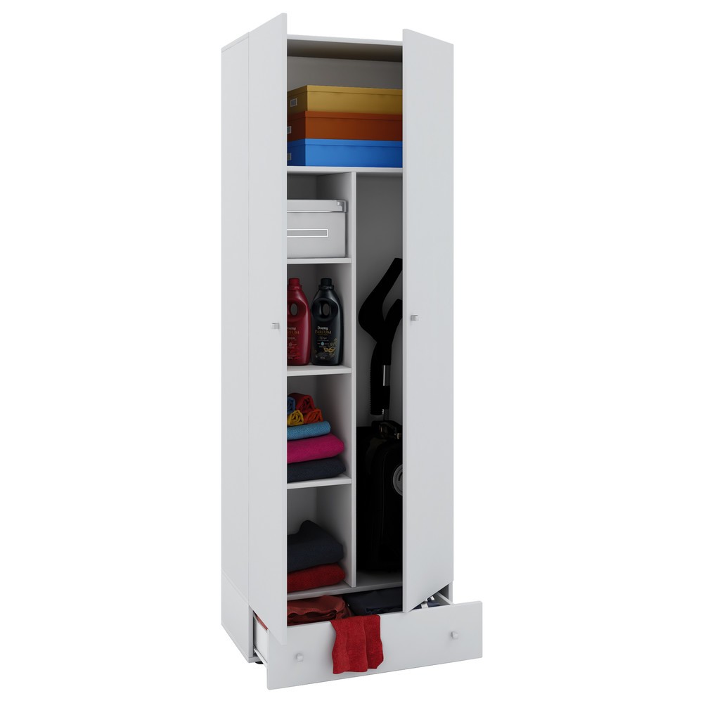 Imagen del producto: Armario de limpieza Vandol II, con puertas y módulo con cajones, blanco