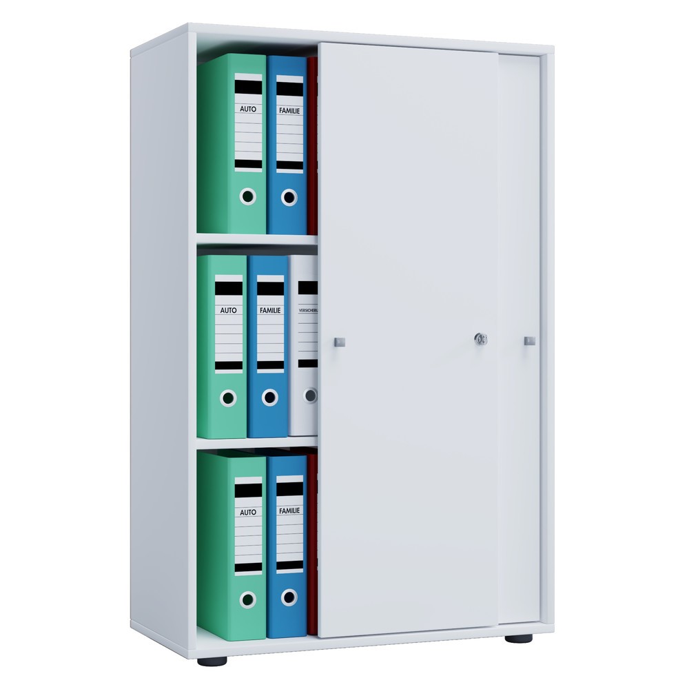 Imagen del producto: Lona - Armario de oficina con puertas correderas, 3 compartimentos, alto H x An x F 1,1110 x 700 x 400 mm, color blanco