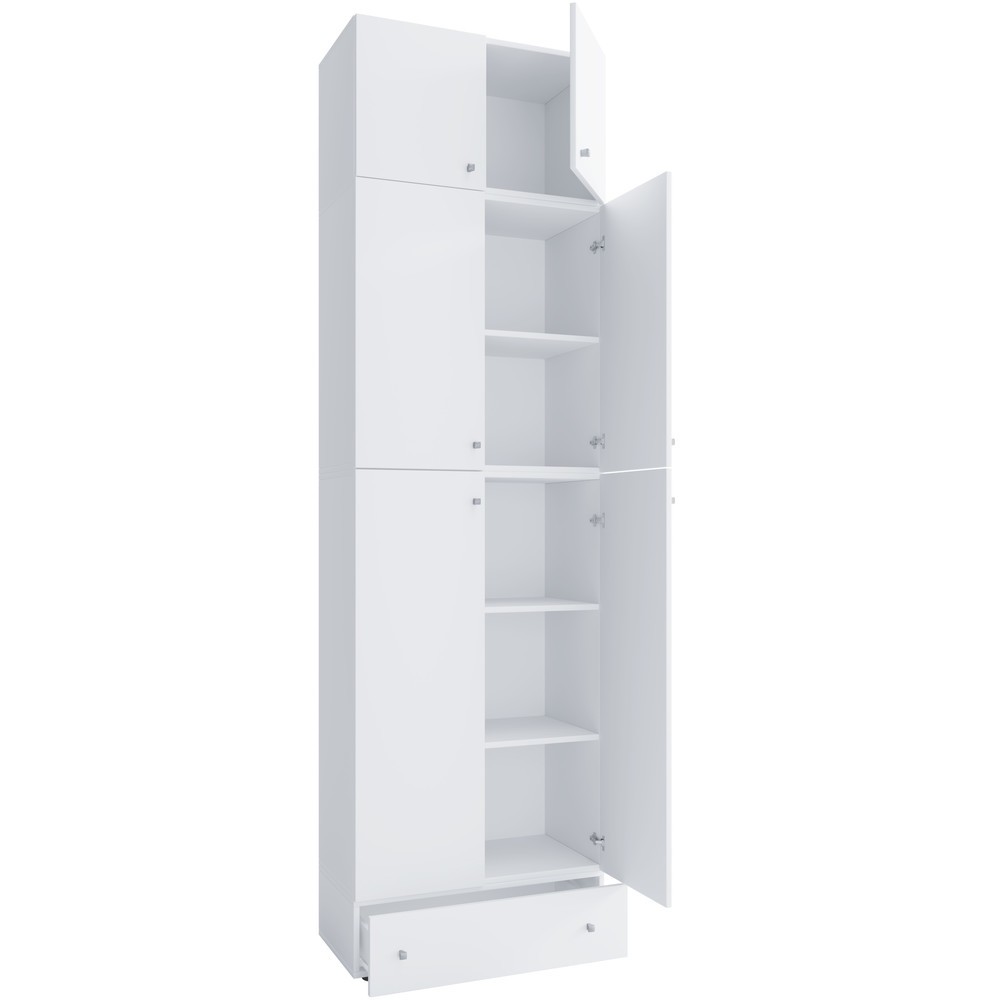 Imagen del producto: Armario de oficina VCM Lona XXL con puertas batientes, con módulo superior y cajón, blanco