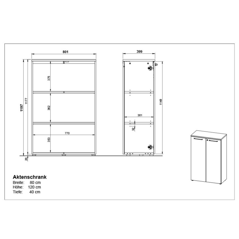 N° de l'image du produit 8 : Armoire à dossiers AGENDA, fermée, 2 portes battantes, hauteur 1 200 mm, largeur 800 mm, graphite/imitation chêne Grandson.