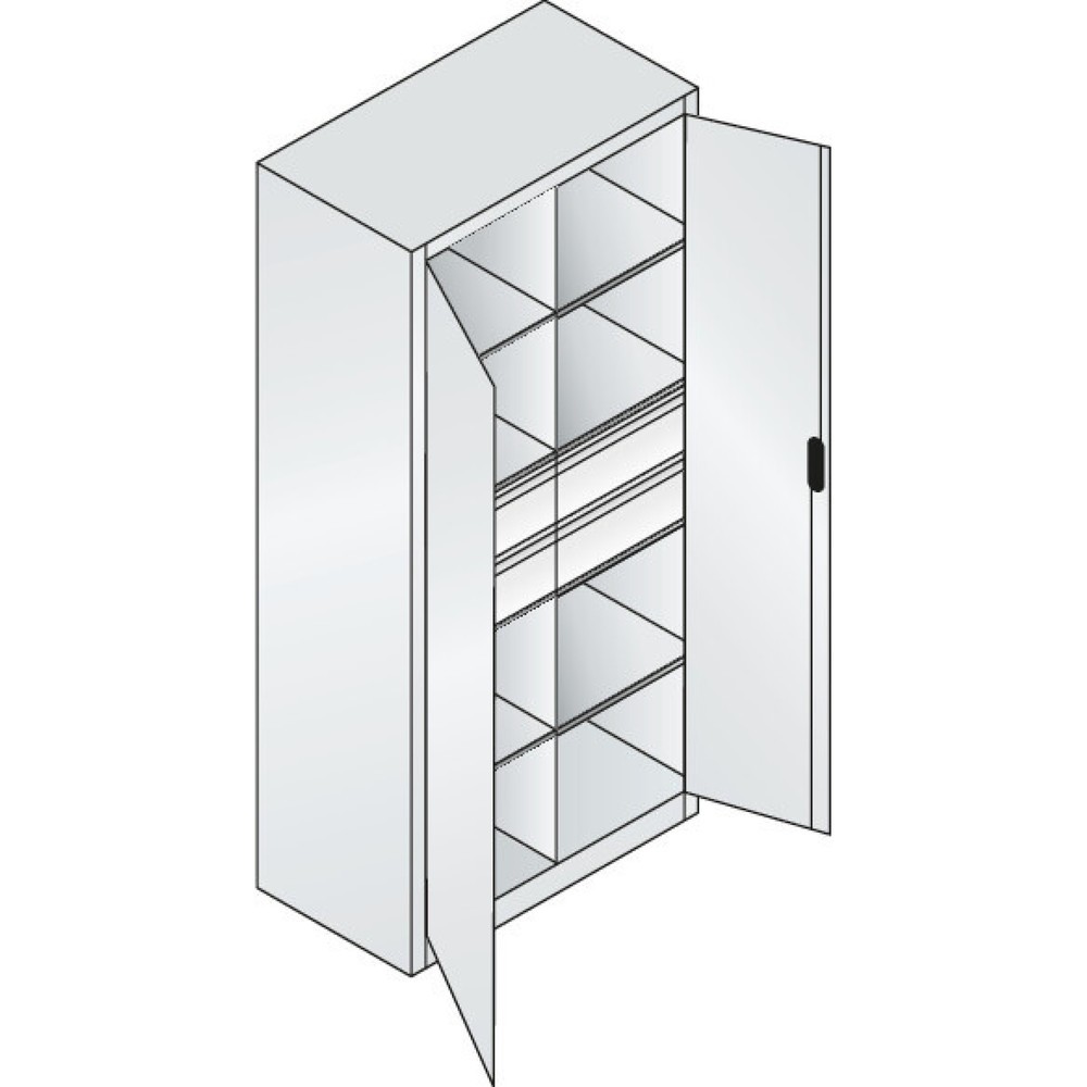 N° de l'image du produit 6 : Armoire à outils C+P, tiroirs 4 x 86 + 2 x 174 mm, 6 tablettes, largeur 930 mm, gris anthracite, rouge rubis