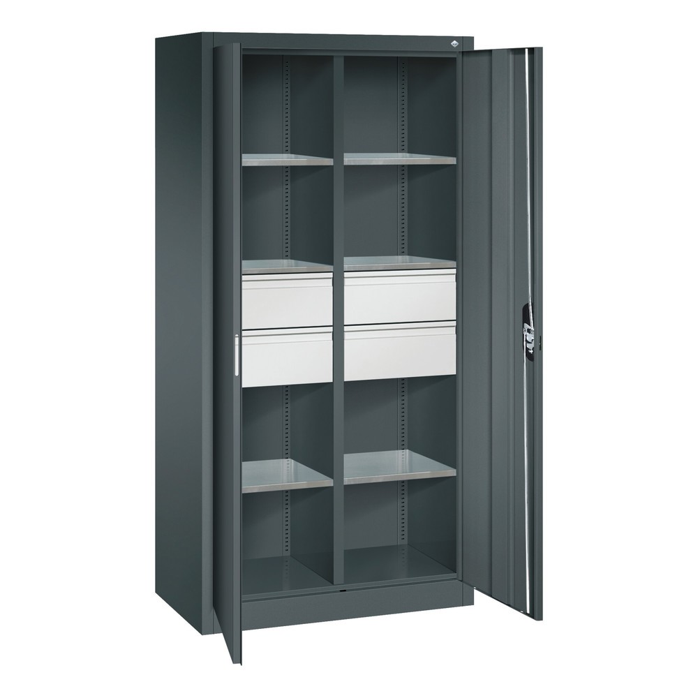 N° de l'image du produit 7 : Armoire à outils C+P, tiroirs 4 x 86 + 2 x 174 mm, 6 tablettes, largeur 930 mm, gris anthracite, rouge rubis