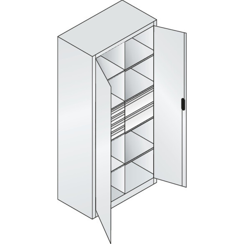 N° de l'image du produit 6 : Armoire à outils C+P, 4 x 86 + 4 x 174 mm, 6 tablettes, largeur 930 mm, gris clair, rouge rubis
