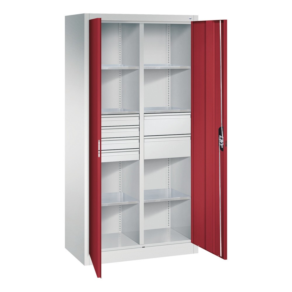 N° de l'image du produit 7 : Armoire à outils C+P, tiroirs 4 x 86 + 2 x 174 mm, 6 tablettes, largeur 930 mm, gris anthracite, gris noir