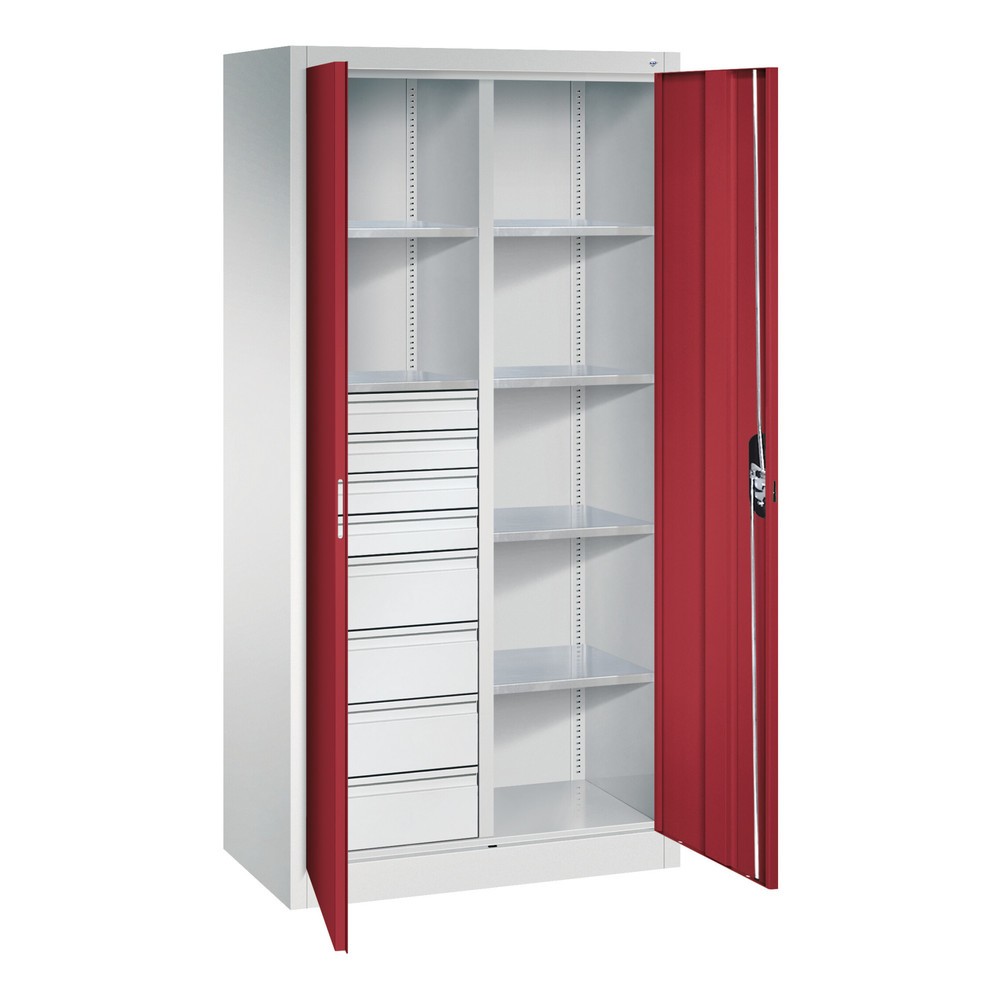 N° de l'image du produit 6 : Armoire à outils C+P, 4 x 86 + 4 x 174 mm, 6 tablettes, largeur 930 mm, gris anthracite, gris anthracite