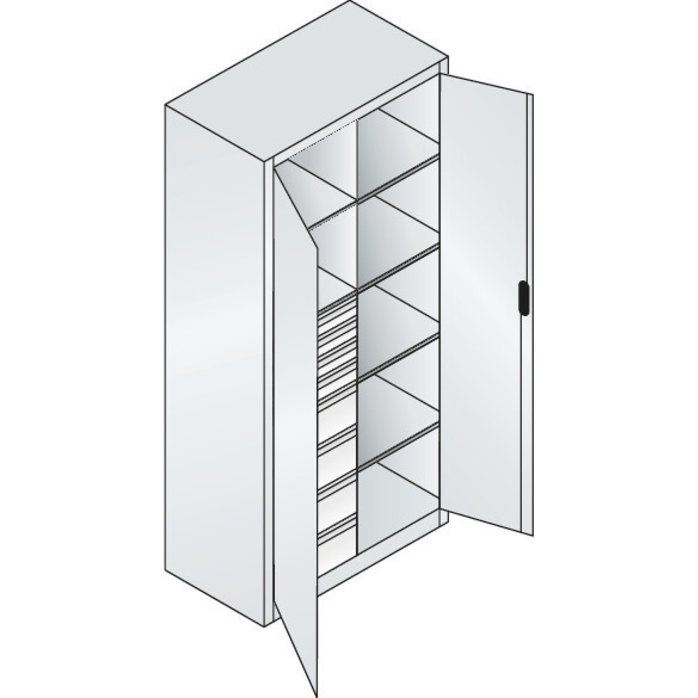 N° de l'image du produit 6 : Armoire à outils C+P, 4 x 86 + 4 x 174 mm, 6 tablettes, largeur 930 mm, gris anthracite, gris noir