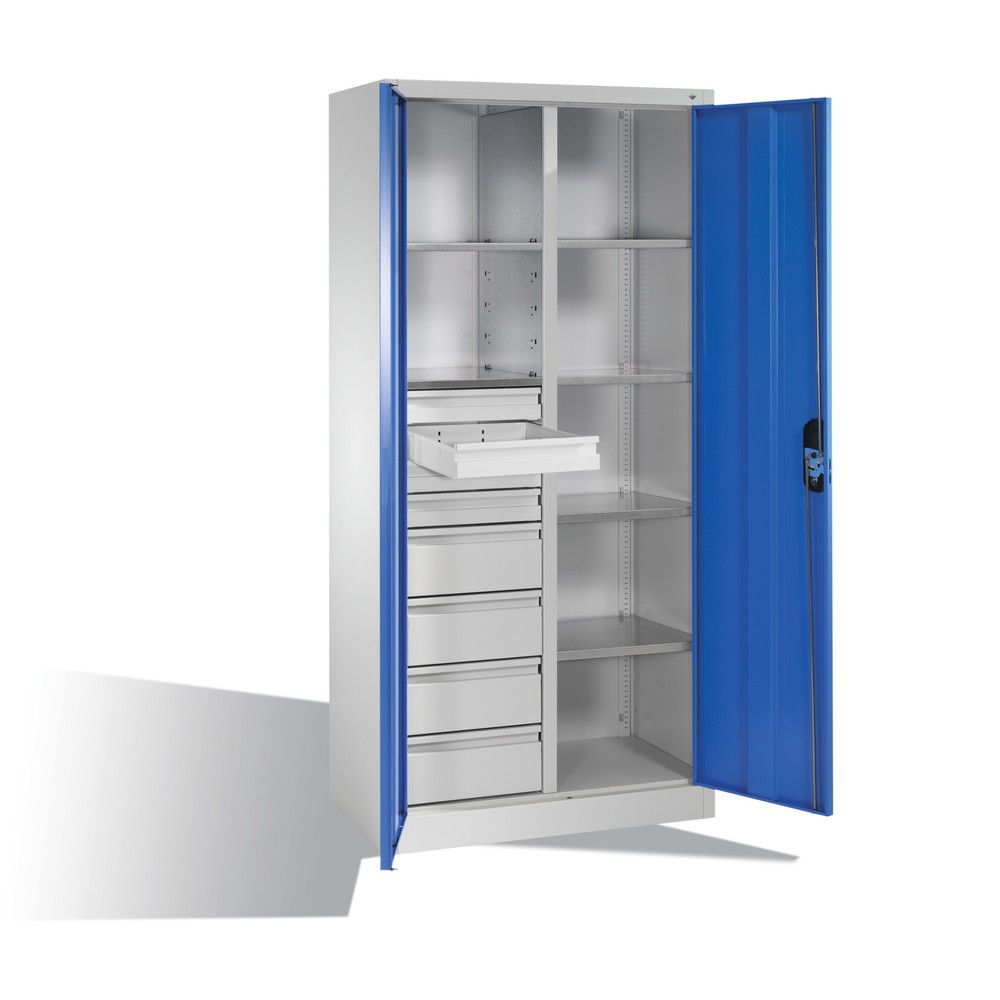 N° de l'image du produit 8 : Armoire à outils C+P, 4 x 86 + 4 x 174 mm, 6 tablettes, largeur 930 mm, gris anthracite, gris noir
