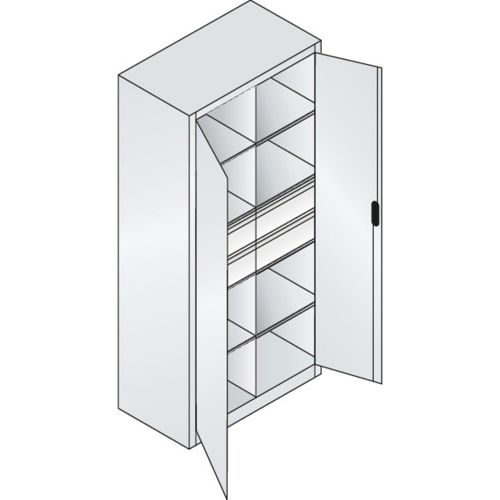 N° de l'image du produit 10 : Armoire à outils C+P, tiroirs 4 x 174 mm, 6 tablettes, largeur 930 mm, gris clair, bleu gentiane