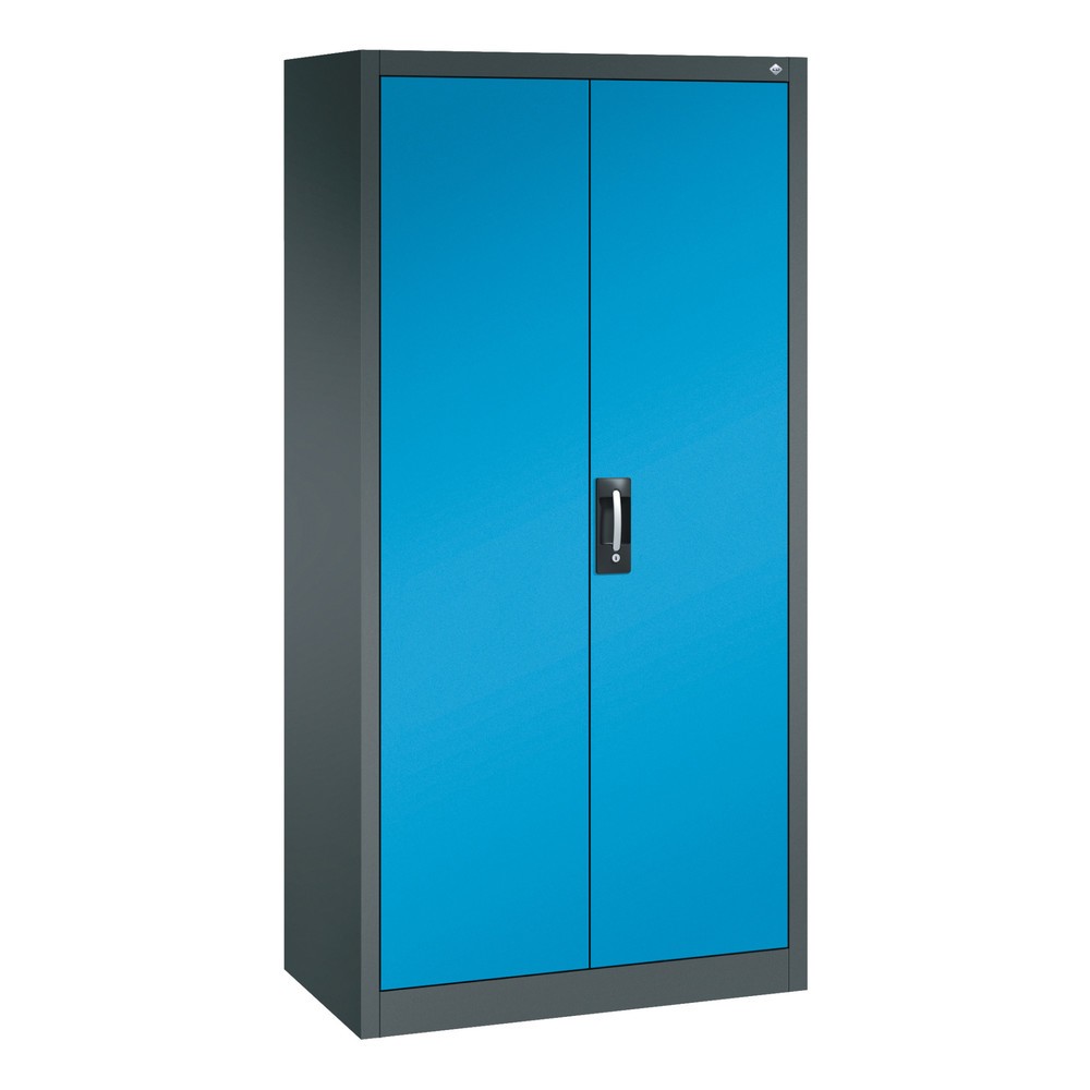Illustration du produit: Armoire à outils C+P, 4 x 86 + 4 x 174 mm, 6 tablettes, largeur 930 mm, gris anthracite, bleu clair