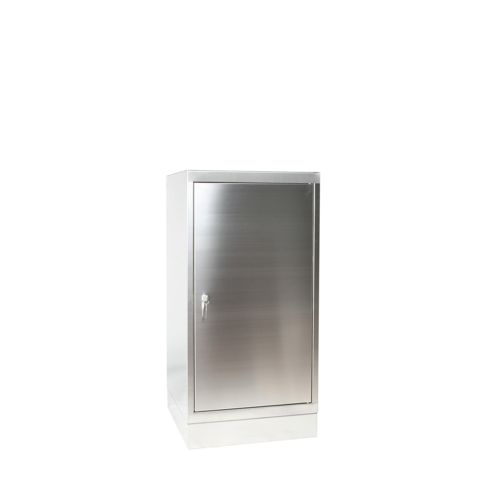 Illustration du produit: Armoire à outils en acier inoxydable, à 1 battant, HxlxP 1.050 x 500 x 500 mm, avec socle, avec 1 tablette fixe