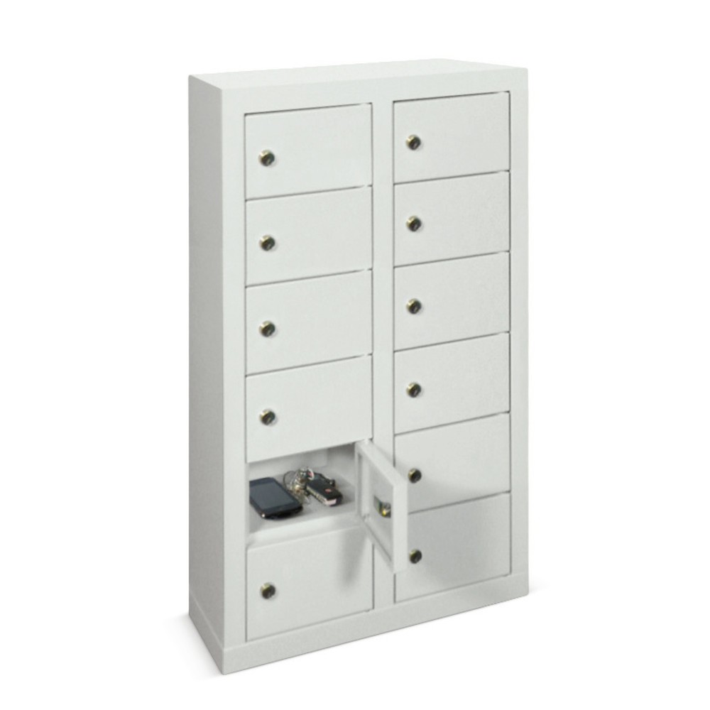Illustration du produit: Armoire à petits compartiments PAVOY, 12 compartiments, H x l x P 815 x 460 x 200 mm, avec porte-étiquettes, rouge feu, gris clair