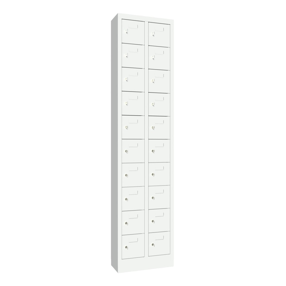 Illustration du produit: Armoire à petits compartiments PAVOY, 20 compartiments, H x l x P 1 950 x 460 x 200 mm, avec porte-étiquettes, gris clair, gris clair