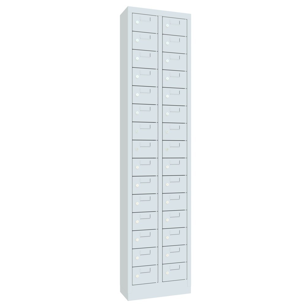 N° de l'image du produit 5 : Armoire à petits compartiments PAVOY, 30 compartiments, H x l x P 1 950 x 460 x 200 mm, avec porte-étiquettes, gris clair, gris clair