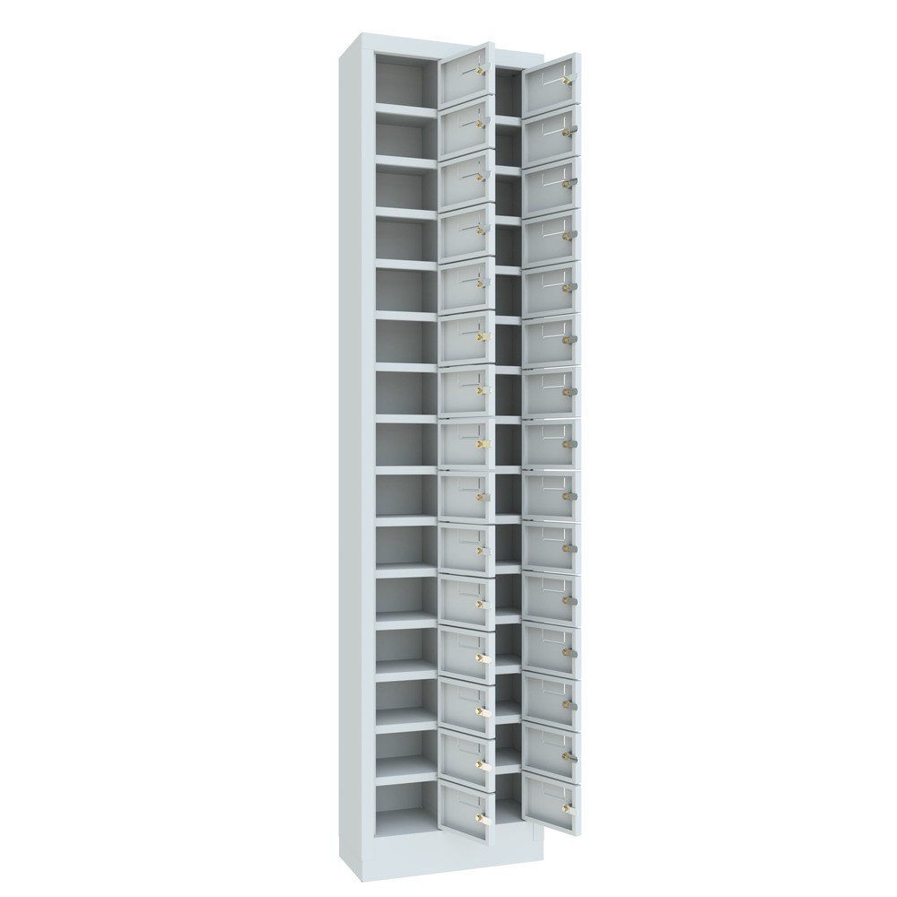 N° de l'image du produit 6 : Armoire à petits compartiments PAVOY, 30 compartiments, H x l x P 1 950 x 460 x 200 mm, avec porte-étiquettes, gris clair, gris clair
