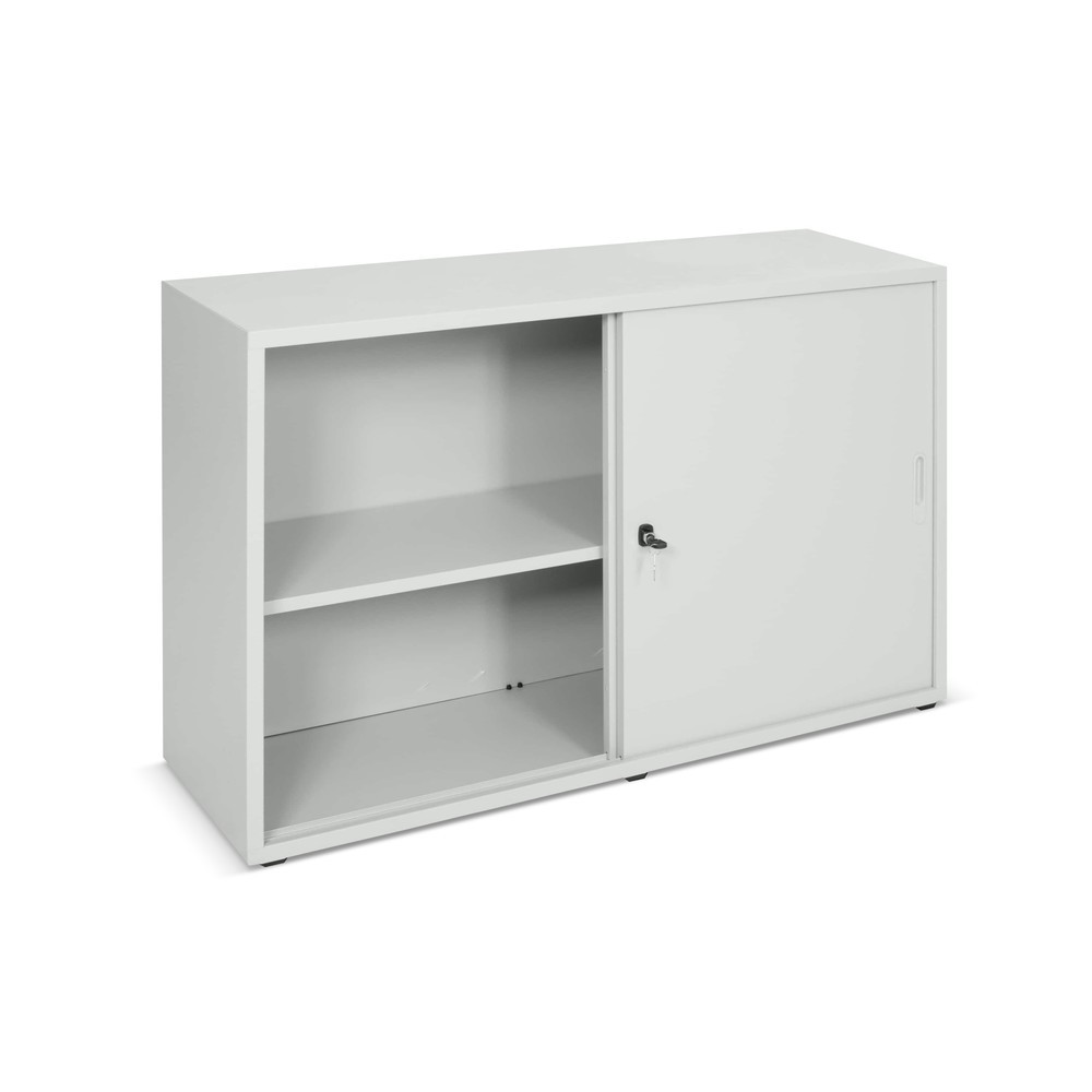 N° de l'image du produit 2 : Armoire à porte coulissante avec serrure à poussoir, 2 hauteurs de classeur, HxlxP 750 x 1 200 x 420 mm