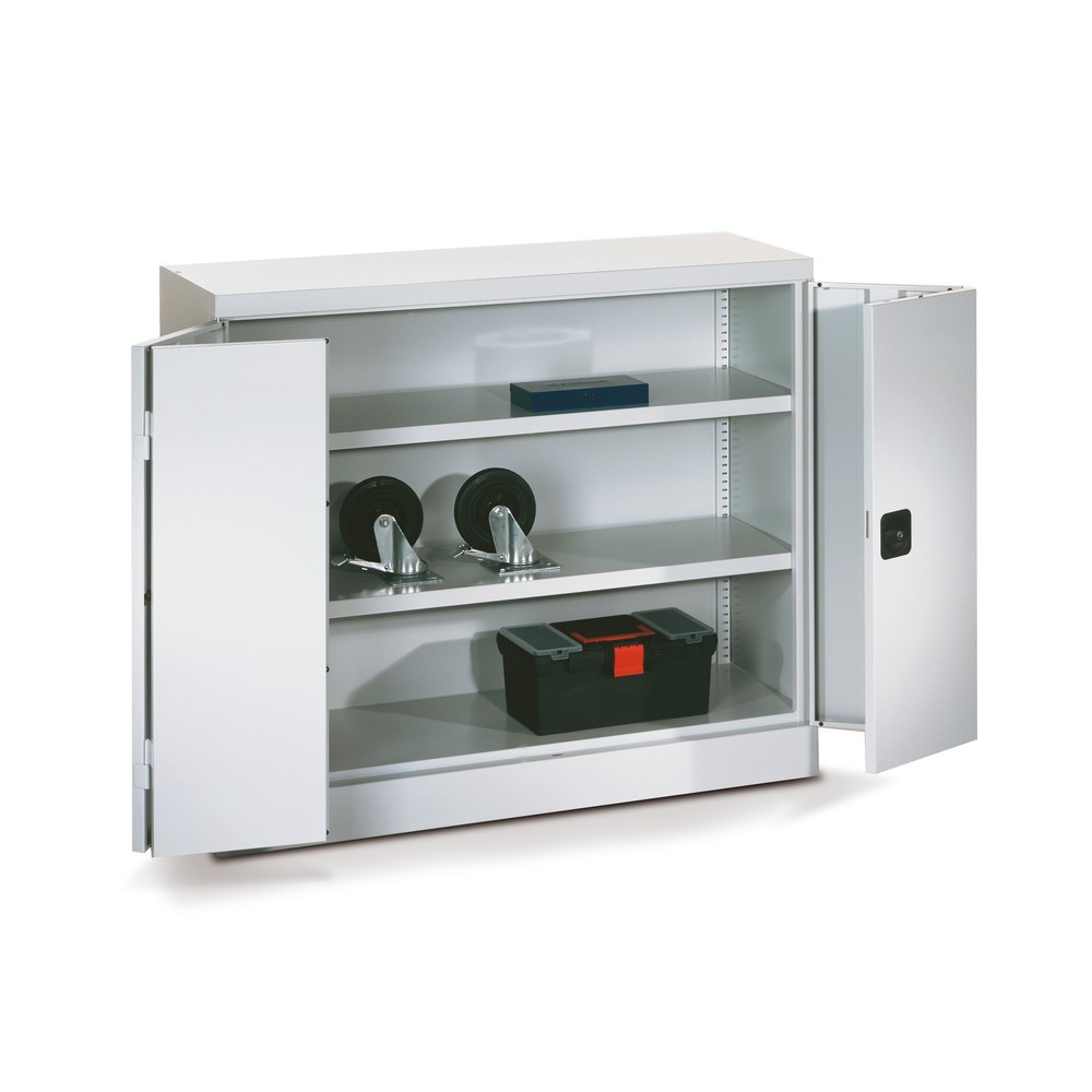 N° de l'image du produit 3 : Armoire à porte repliable PAVOY avec 2 tablettes, H x l x P 1 000 x 1 200 x 400 mm, gris clair, gris clair
