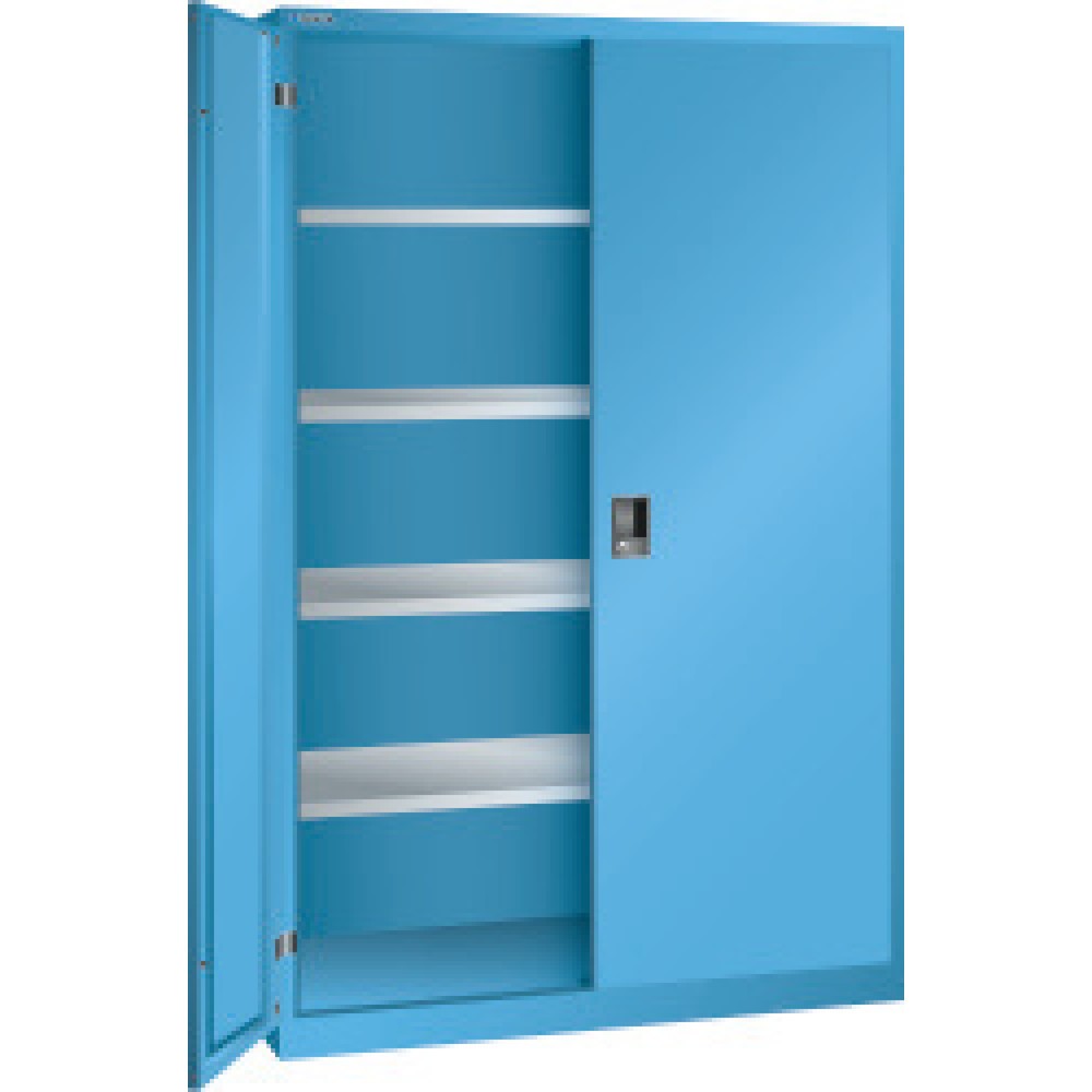 Illustration du produit: Armoire à portes battantes avec 4 étagères galvanisées, H x l x P 1 950 x 1 250 x 580 mm, bleu clair, bleu clair