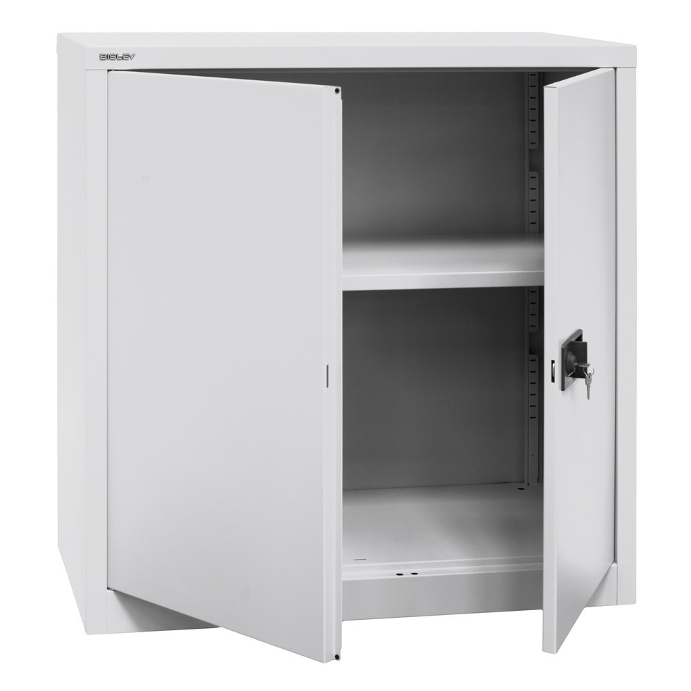 N° de l'image du produit 3 : Armoire à portes battantes BISLEY, H x l x P 1 000 x 914 x 400 mm, gris clair, tablettes peintes