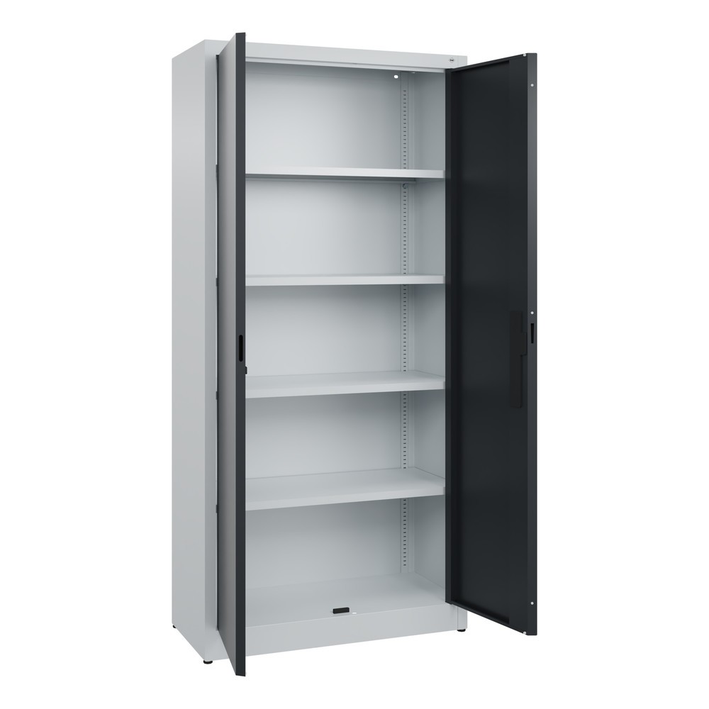 N° de l'image du produit 4 : Armoire à portes battantes C+P, 5 niveaux, H x l x P 1950 x 930 x 400 mm, gris clair, gris noir