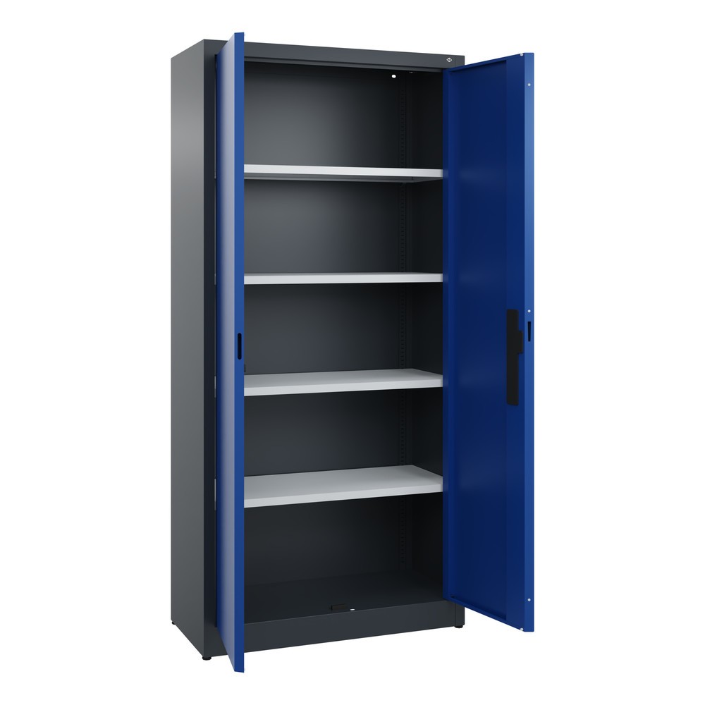 N° de l'image du produit 4 : Armoire à portes battantes C+P, 5 niveaux, H x l x P 1950 x 930 x 400 mm, gris anthracite, bleu gentiane