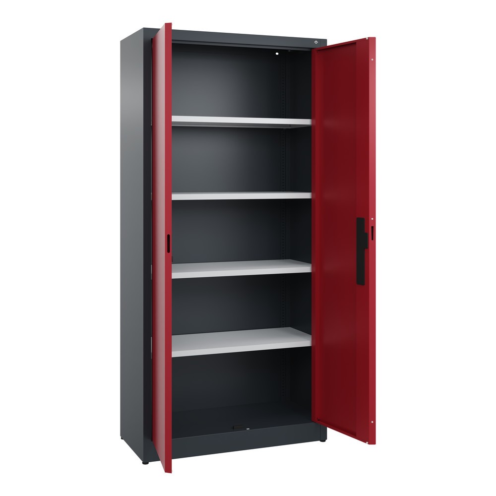 N° de l'image du produit 4 : Armoire à portes battantes C+P, 5 niveaux, H x l x P 1950 x 930 x 400 mm, gris anthracite, rouge rubis