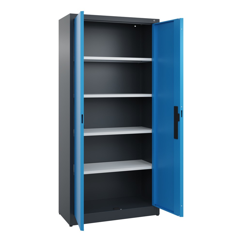 N° de l'image du produit 4 : Armoire à portes battantes C+P, 5 niveaux, H x l x P 1950 x 930 x 400 mm, gris anthracite, bleu clair