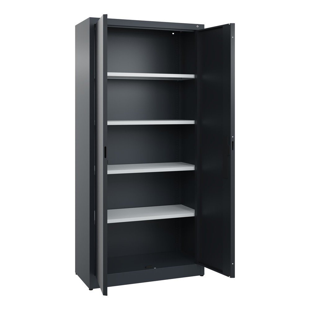 N° de l'image du produit 4 : Armoire à portes battantes C+P, 5 niveaux, H x l x P 1950 x 930 x 400 mm, gris anthracite, gris noir