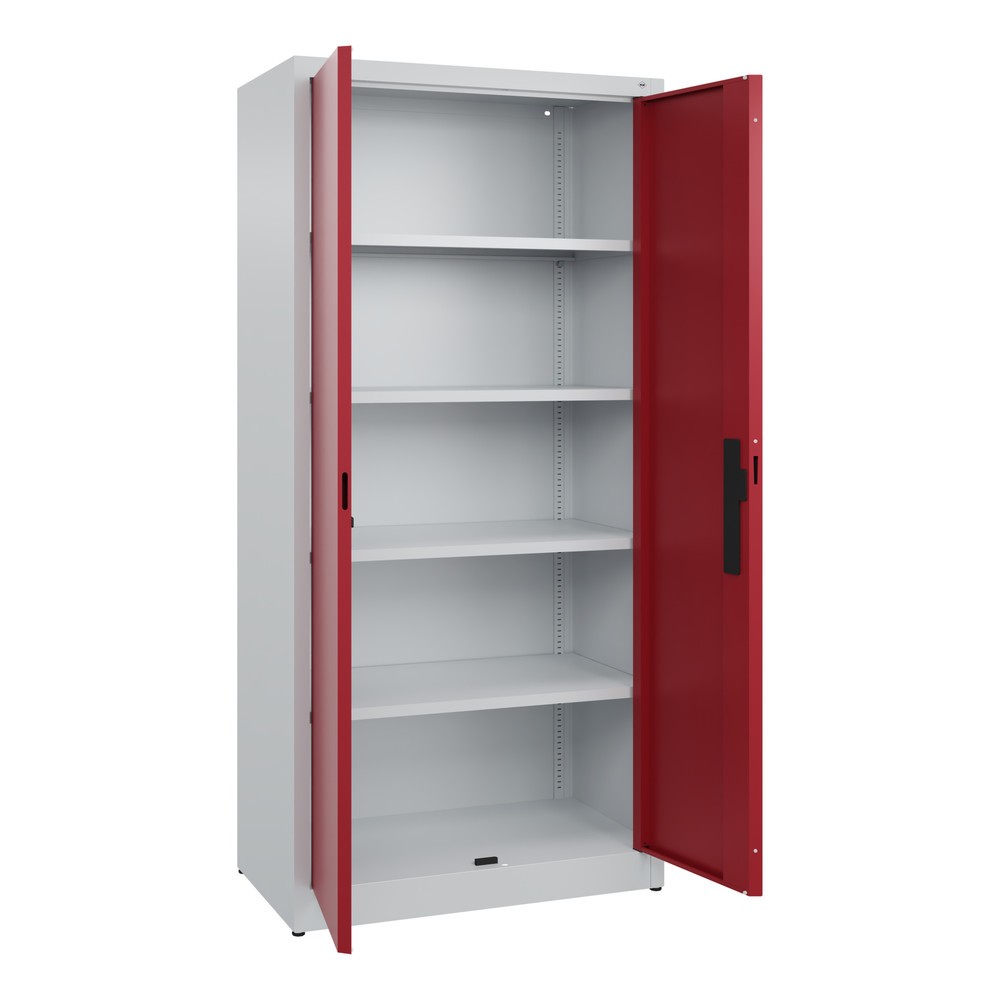 N° de l'image du produit 4 : Armoire à portes battantes C+P, 5 niveaux, H x l x P 1950 x 930 x 500 mm, gris clair, rouge rubis
