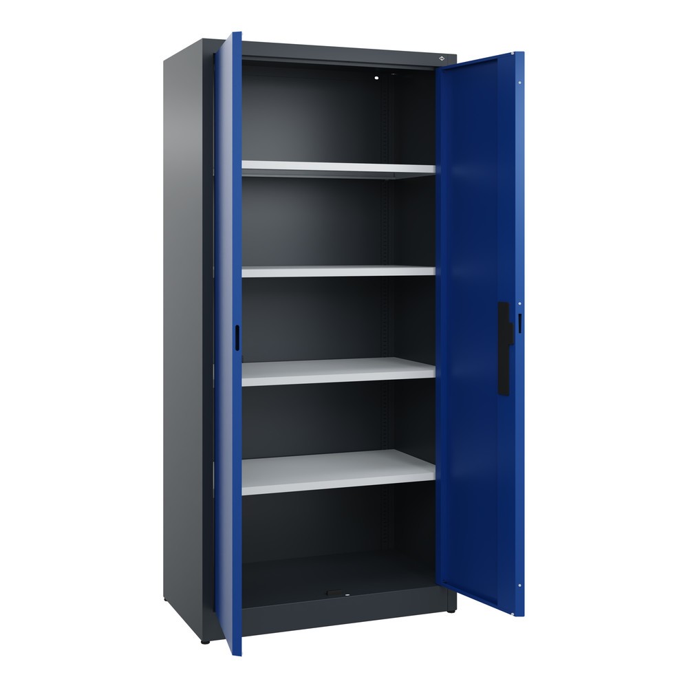 N° de l'image du produit 4 : Armoire à portes battantes C+P, 5 niveaux, H x l x P 1950 x 930 x 500 mm, gris anthracite, bleu gentiane