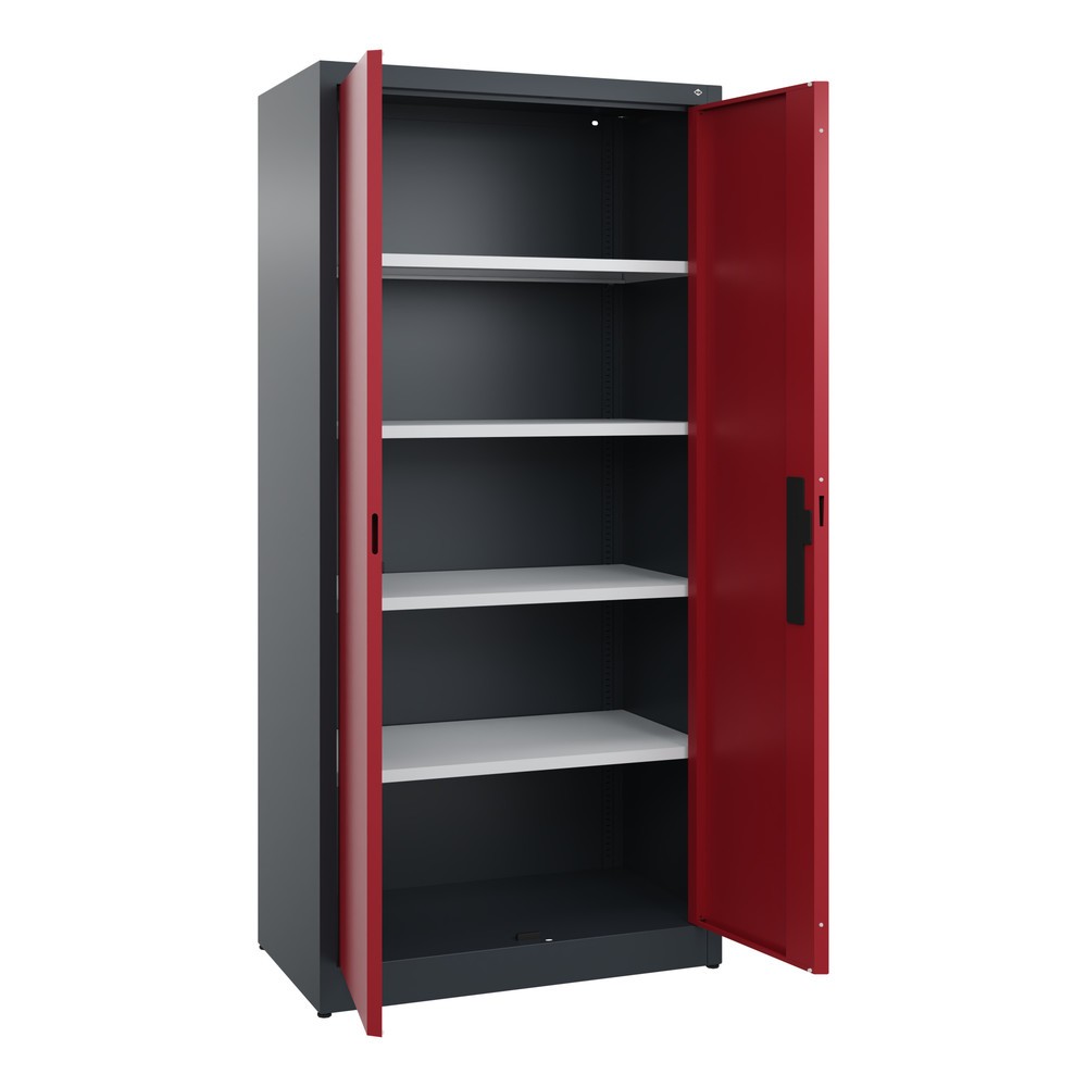N° de l'image du produit 4 : Armoire à portes battantes C+P, 5 niveaux, H x l x P 1950 x 930 x 500 mm, gris anthracite, rouge rubis