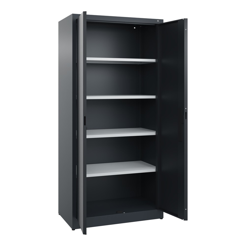 N° de l'image du produit 4 : Armoire à portes battantes C+P, 5 niveaux, H x l x P 1950 x 930 x 500 mm, gris anthracite, gris noir