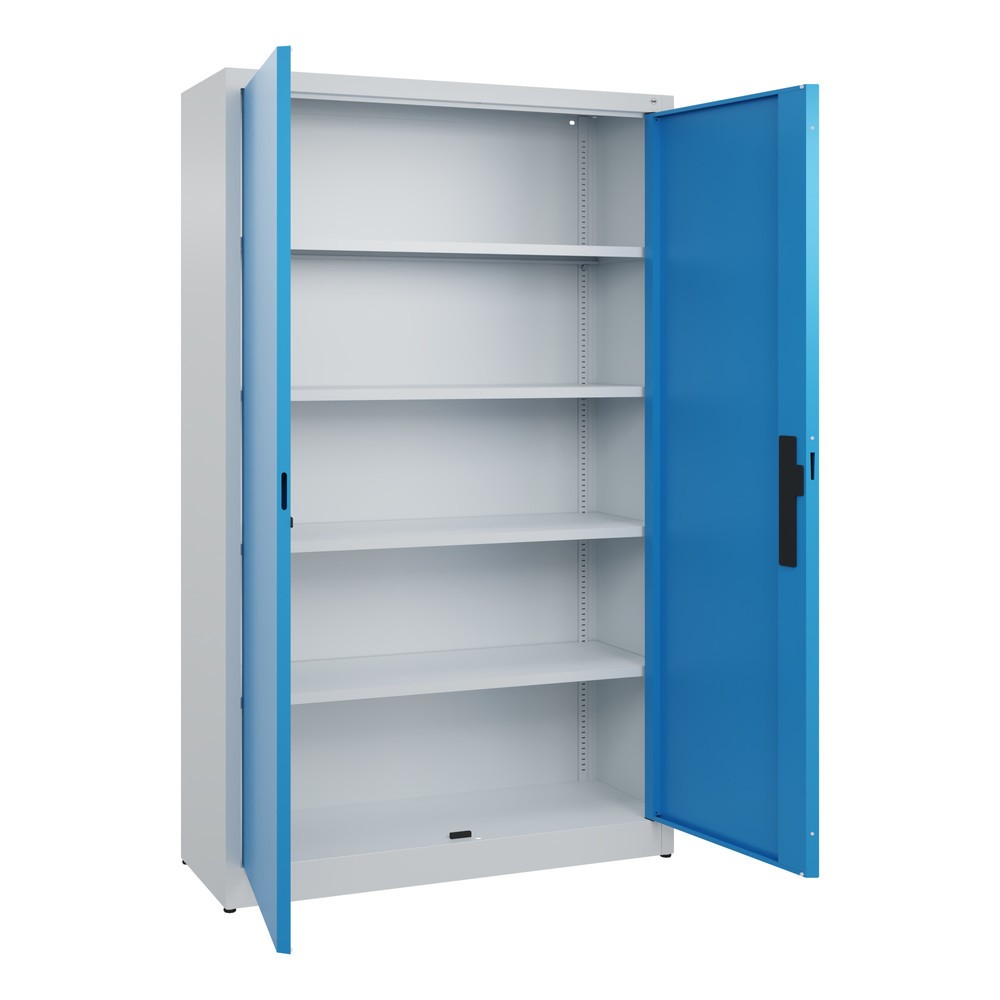 N° de l'image du produit 4 : Armoire à portes battantes C+P, 5 niveaux, H x l x P 1950 x 1 200 x 400 mm, gris clair, bleu clair