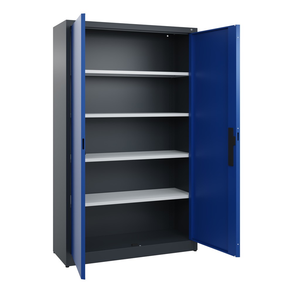 N° de l'image du produit 4 : Armoire à portes battantes C+P, 5 niveaux, H x l x P 1950 x 1 200 x 400 mm, gris anthracite, bleu gentiane